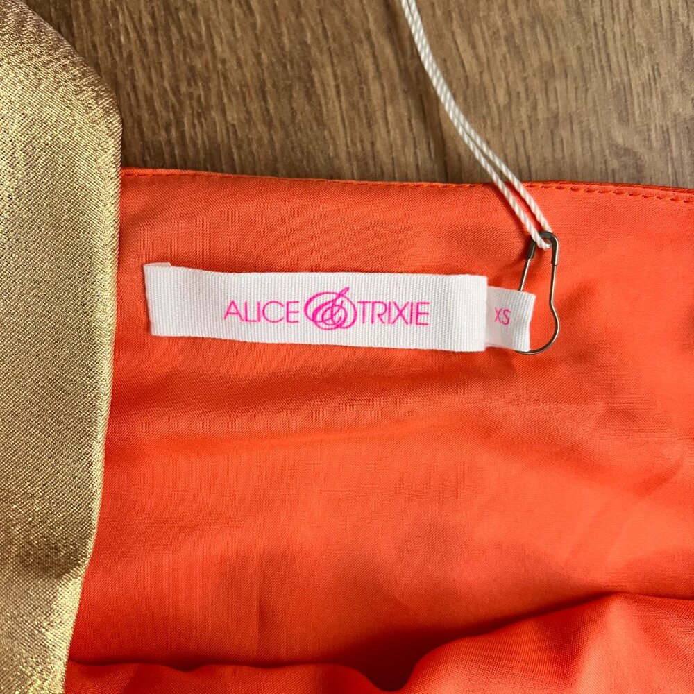 NEW Alice & Trixie Magenta Gold Color Block Mod Silk Dress Sz XS - Picture 6 of 10
